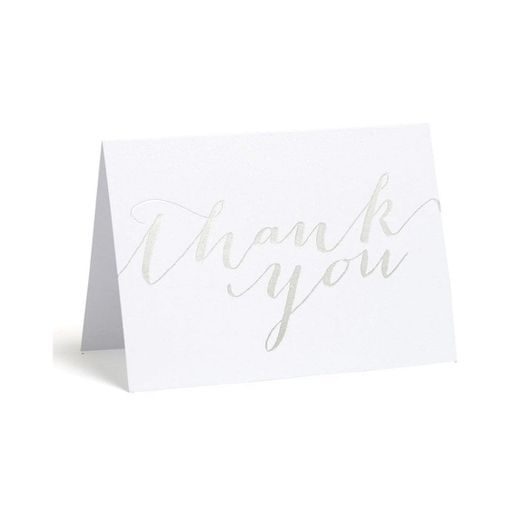 Silver Foil Thank You Card,  5 × 3.5 inches, Includes Envelopes 50 Cards - Picture 3 of 5